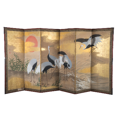 二十世纪日本松鹤画屏【南京博物院】