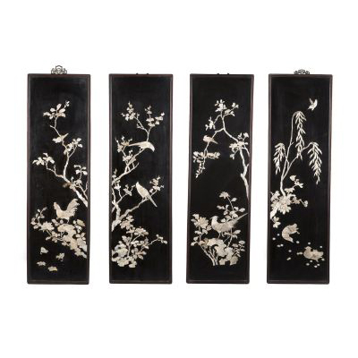 清黑漆嵌螺钿花鸟木挂屏【南京博物院】