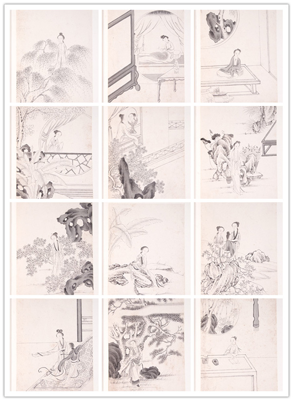 中国絵画　名家　費丹旭　肉筆保証　人物画 － 清代仕女図 掛け軸　2点 中国絵画 名家 費丹旭 肉筆保証 人物画 － 清代仕女図 掛け軸 2